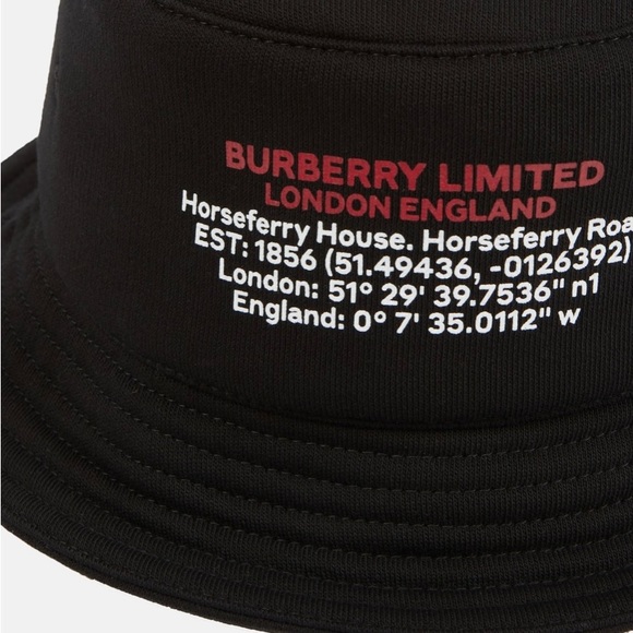 BURBERRY LOGO COTTON JERSEY BUCKET HAT / BLACK/ MEDIUM - Picture 3 of 4